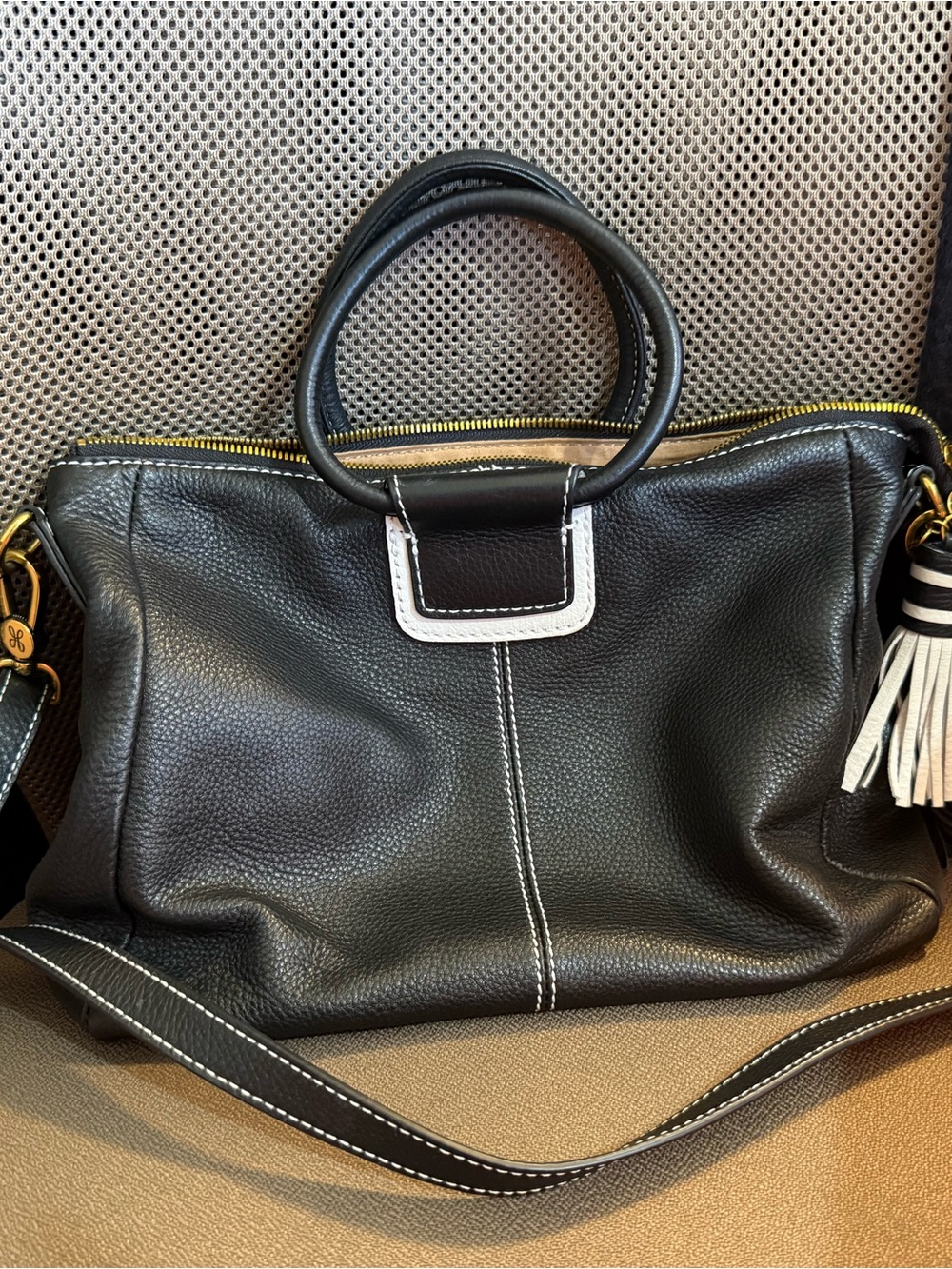Hobo Sheila - Black Women's Leather Tote Bag with Tassel Accent